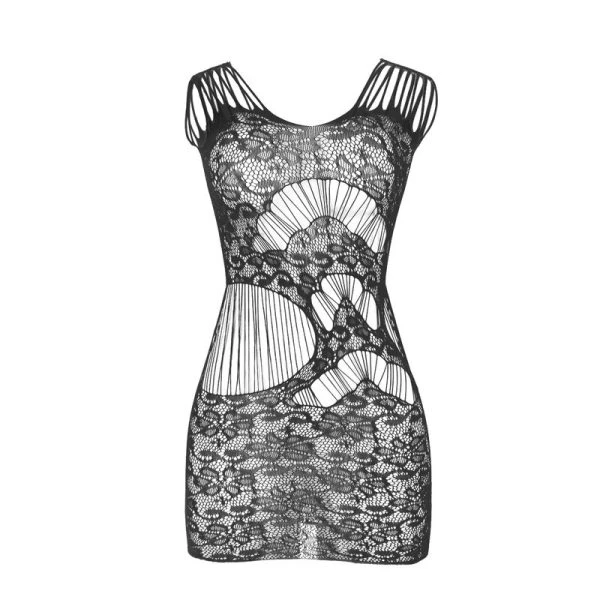 Subblime net-jurk met open rug, zwart