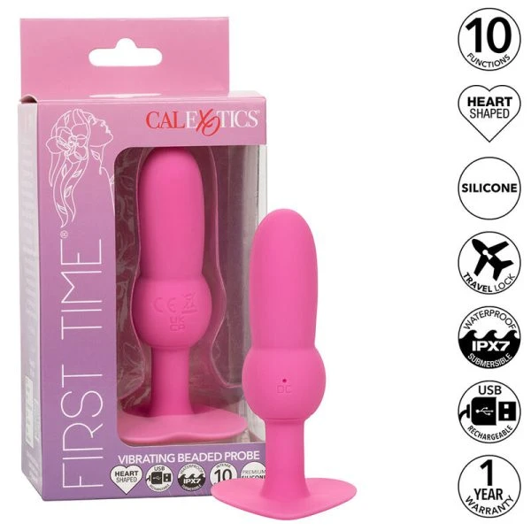 Calexotics First Time Anale Vibrator met Kralensonde, 10 Trillingen, Roze