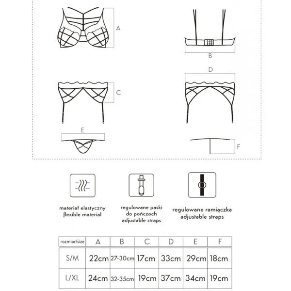 Livco Corsetti Fashion Dessous-set Soledad LC 20217 BH, slip en jarretelgordel L/XL
