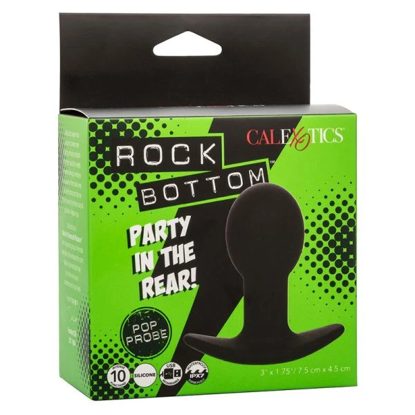 Calexotics Rock Bottom Anaalplug met 10 trillingen, siliconen, zwart