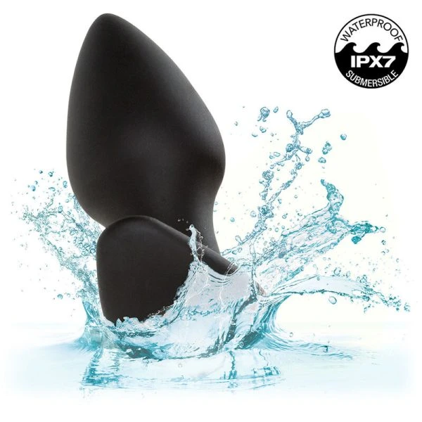 Calexotics Analplug Rock Bottom Perfect met 10 trillingen, siliconen, zwart