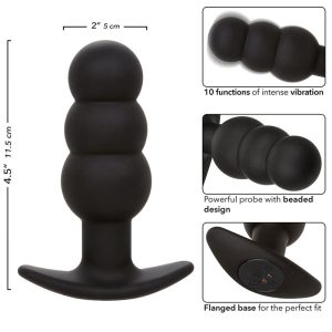 Calexotics Analplug Rock Bottom Beaded Probe with Beads, 10 Vibrations, Silicone, Black Calexotics Analplug Rock Bottom Beaded Probe with Beads, 10 Vibrations, Silicone, Black - Image 7