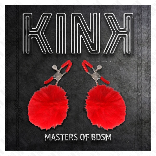Kink Nipple Grip Nippelklem met kunstbontbal rood