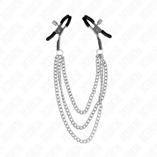 Kink Nipple Grip Nippelklemmen met 3 kettingen Zilver