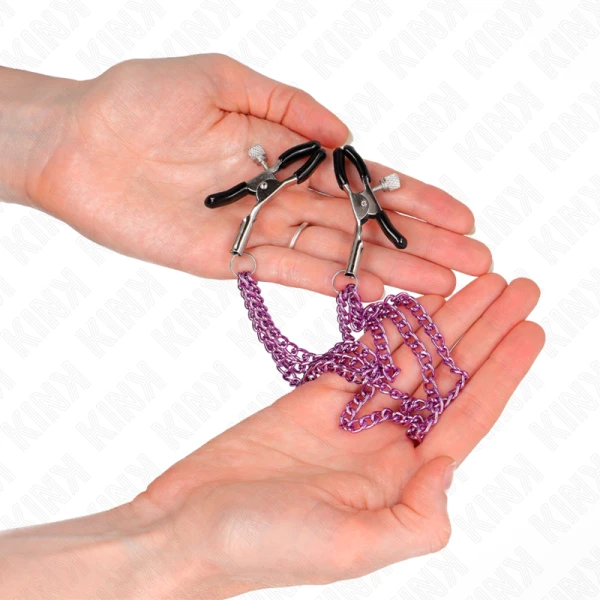 Kink Nipple Grip Nippelklemmen mit 3 Ketten Lila