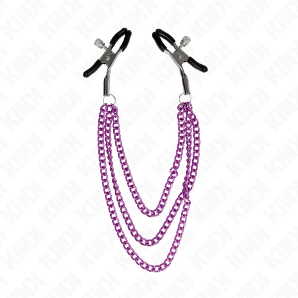 Kink Nipple Grip Nippelklemmen mit 3 Ketten Lila