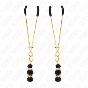 Kink Nipple Grip Pincetklemmen met zwarte glaskralen Kink Nipple Grip Pincetklemmen met zwarte glaskralen - Afbeelding 2
