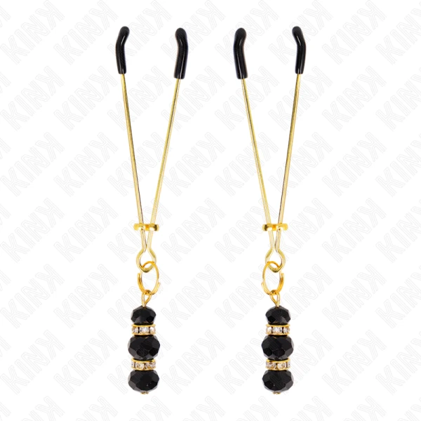 Kink Nipple Grip Pincetklemmen met zwarte glaskralen