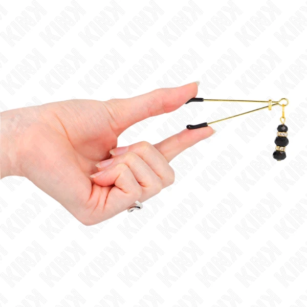 Kink Nipple Grip Pincetklemmen met zwarte glaskralen