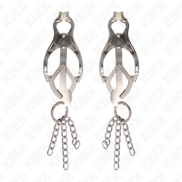 Kink Nipple Grip Japanse Klaverblad-nippelklemmen met kleine kettingen Zilver