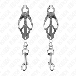 Kink Nipple Grip Japanse Klaverblad-Nippelklemmen met Haak Zilver Kink Nipple Grip Japanse Klaverblad-Nippelklemmen met Haak Zilver - Afbeelding 1