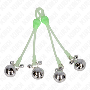 Kink Nipple Grip Totenkopf-Nippelklammern mit Glöckchen grün/silber – Bild 1
