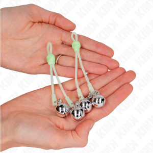 Kink Nipple Grip Totenkopf-Nippelklammern mit Glöckchen grün/silber – Bild 3
