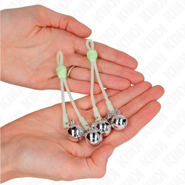Kink Nipple Grip Totenkopf-Nippelklammern mit Glöckchen grün/silber