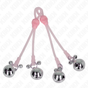 Kink Nipple Grip Totenkopf-Nippelklammern mit Glöckchen rosa/silber Kink Nipple Grip Totenkopf-Nippelklammern mit Glöckchen rosa/silber – Bild 2