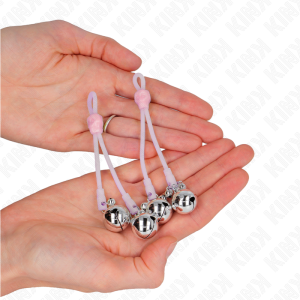 Kink Nipple Grip Totenkopf-Nippelklammern mit Glöckchen rosa/silber Kink Nipple Grip Totenkopf-Nippelklammern mit Glöckchen rosa/silber – Bild 3