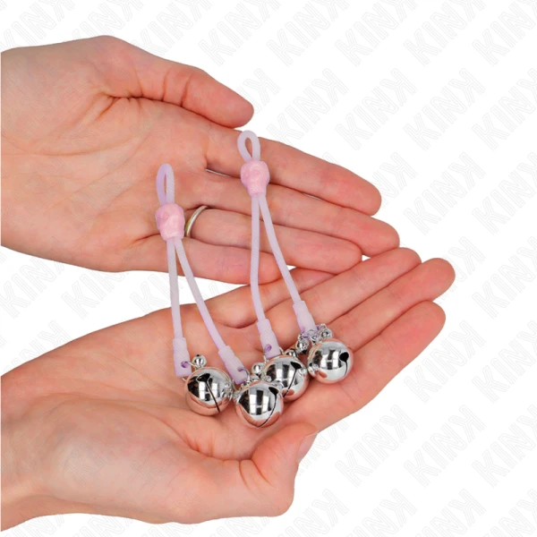Kink Nipple Grip Totenkopf-Nippelklammern mit Glöckchen rosa/silber