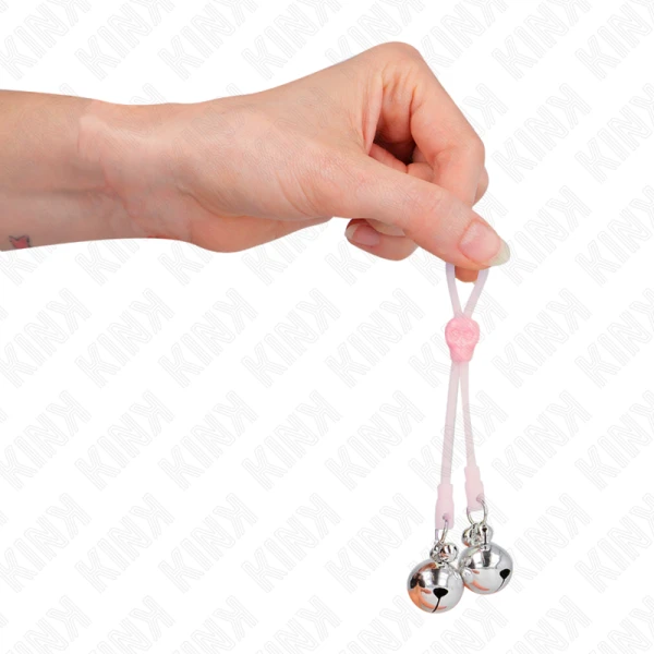 Kink Nipple Grip Totenkopf-Nippelklammern mit Glöckchen rosa/silber