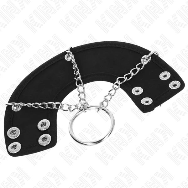 Kink Ring Power Penisring met ketting en leren riemen, metaal Kink Ring Power Penisring met ketting en leren riemen, metaal