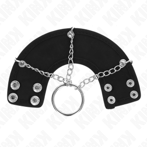Kink Ring Power Penisring met ketting en leren riemen, metaal Kink Ring Power Penisring met ketting en leren riemen, metaal - Afbeelding 3