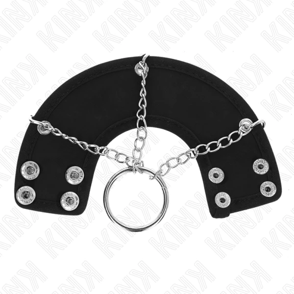 Kink Ring Power Penisring met ketting en leren riemen, metaal Kink Ring Power Penisring met ketting en leren riemen, metaal