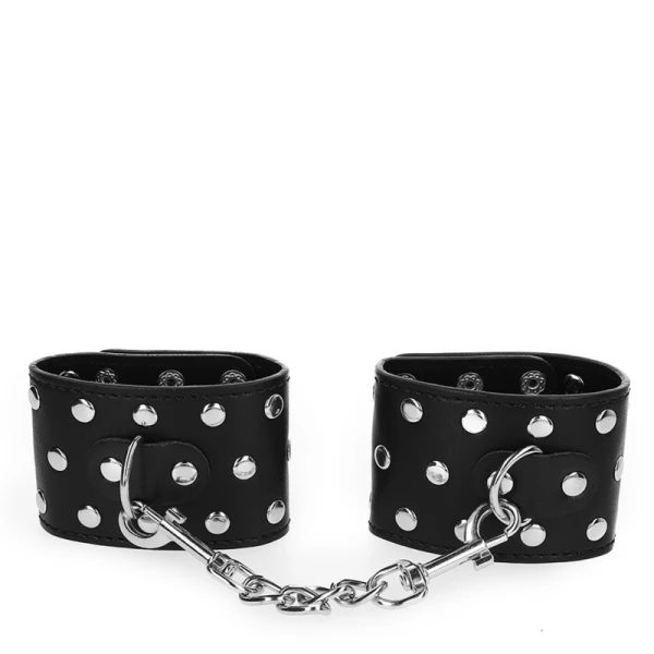 Kink Wrist Restraint Handgelenkfessel mit Druckverschluss und Nieten Schwarz