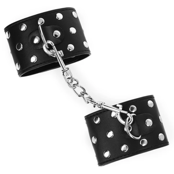 Kink Wrist Restraint Handgelenkfessel mit Druckverschluss und Nieten Schwarz