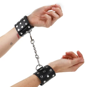Kink Wrist Restraint Handboei met druksluiting en klinknagels Zwart
