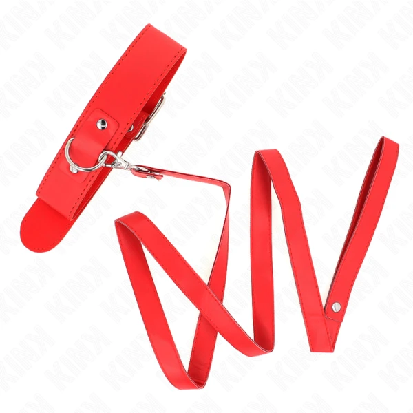 Kink Collar & GAG Halskette met riem rood verstelbaar Fetisj