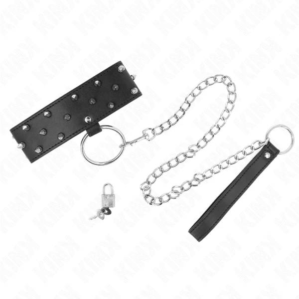 Kink Collar & GAG halsband met riem en zilveren noppen