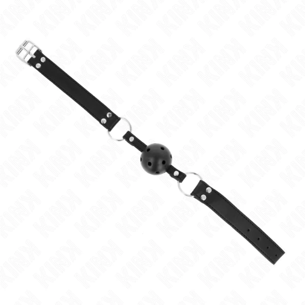 Kink Collar & GAG Balgknevel met dubbelklinknagel en verstelbare riem Zwart