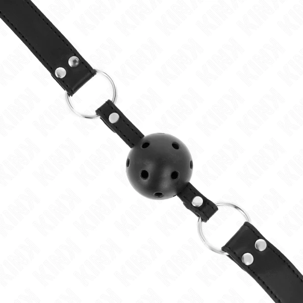 Kink Collar & GAG Balgknevel met dubbelklinknagel en verstelbare riem Zwart