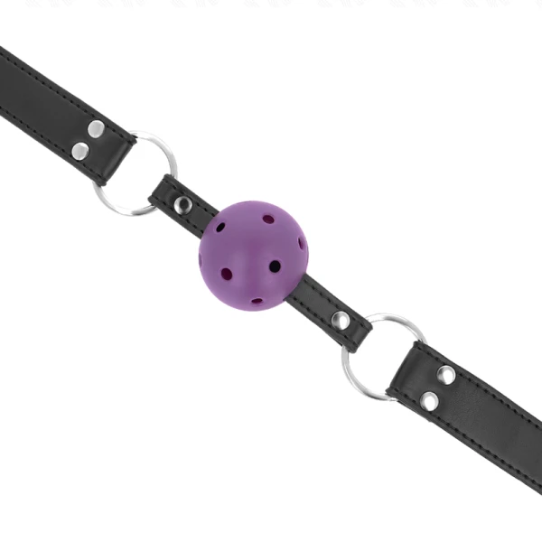 Kink Collar & GAG Ballknebel mit Doppelniet und verstellbarem Riemen Lila