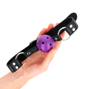 Kink Collar & GAG Ballknebel mit Doppelniet und verstellbarem Riemen Lila Kink Collar & GAG Ballknebel mit Doppelniet und verstellbarem Riemen Lila – Bild 3