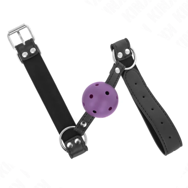 Kink Collar & GAG Ballknebel mit Doppelniet und verstellbarem Riemen Lila