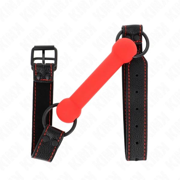 Kink Collar & GAG Knochengag met kunstleren band Rood
