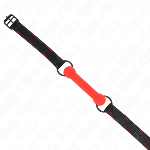 Kink Collar & GAG Knochengag met kunstleren band Rood Kink Collar & GAG Knochengag met kunstleren band Rood - Afbeelding 3