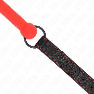 Kink Collar & GAG Knochengag met kunstleren band Rood Kink Collar & GAG Knochengag met kunstleren band Rood - Afbeelding 4
