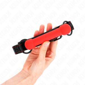 Kink Collar & GAG Knochengag met kunstleren band Rood Kink Collar & GAG Knochengag met kunstleren band Rood - Afbeelding 2