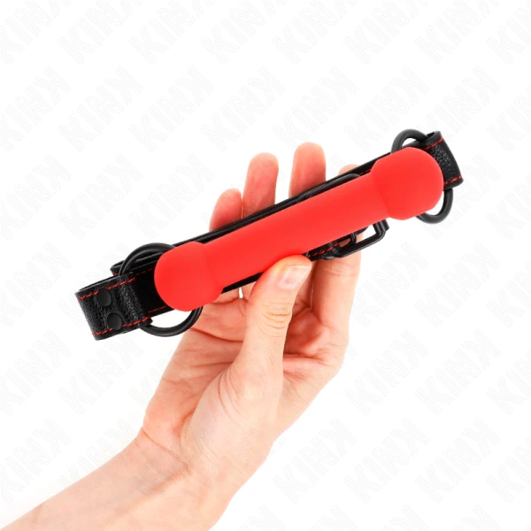 Kink Collar & GAG Knochengag met kunstleren band Rood