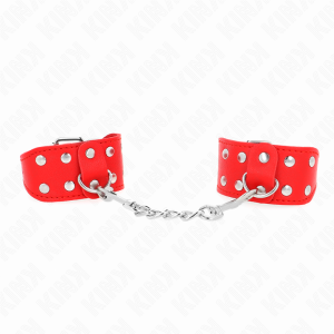 Kink Wrist Restraint Armband met dubbele rij noppen rood Kink Wrist Restraint Armband met dubbele rij noppen rood - Afbeelding 1