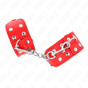 Kink Wrist Restraint Armband met dubbele rij noppen rood Kink Wrist Restraint Armband met dubbele rij noppen rood - Afbeelding 2