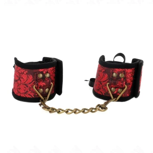 Kink Wrist Restraint Wrist Cuffs with Lace Details Red-Black