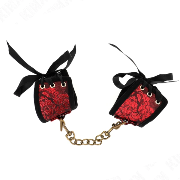 Kink Wrist Restraint Polsboeien met Kantdetails rood-zwart