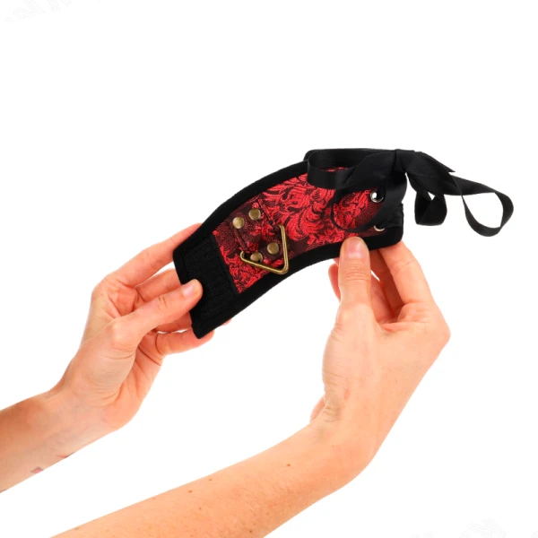 Kink Wrist Restraint Polsboeien met Kantdetails rood-zwart