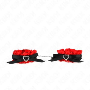 Kink Wrist Restraint elastic wrist cuffs in lace with red heart details