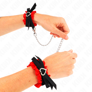 Kink Wrist Restraint elastische handboeien van kant met rode hartdetails Kink Wrist Restraint elastische handboeien van kant met rode hartdetails - Afbeelding 3