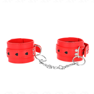 Kink Wrist Restraint rode polsboeien met zwarte hartinleg Kink Wrist Restraint rode polsboeien met zwarte hartinleg - Afbeelding 1