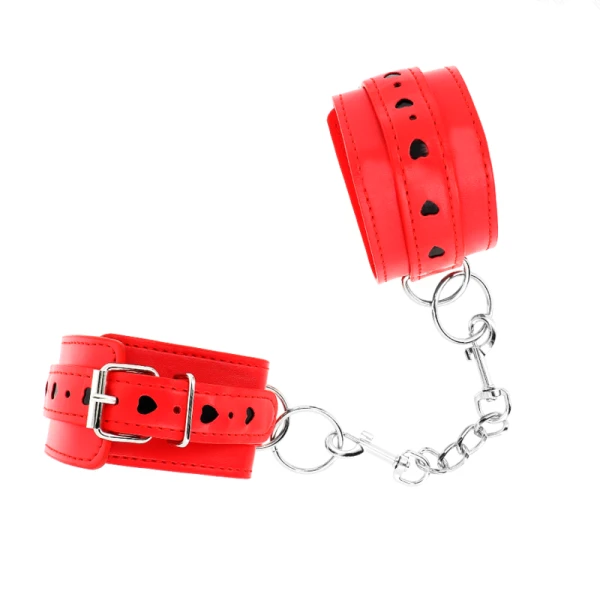 Kink Wrist Restraint rode polsboeien met zwarte hartinleg