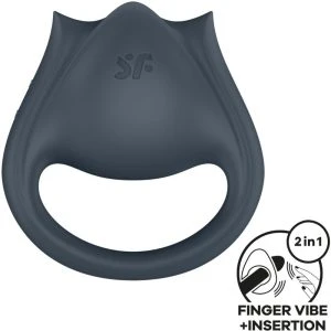 Satisfyer Partner Perfect Pair 2 Multivibrator 2-in-1 Penisring en vingerstimulator Grijs